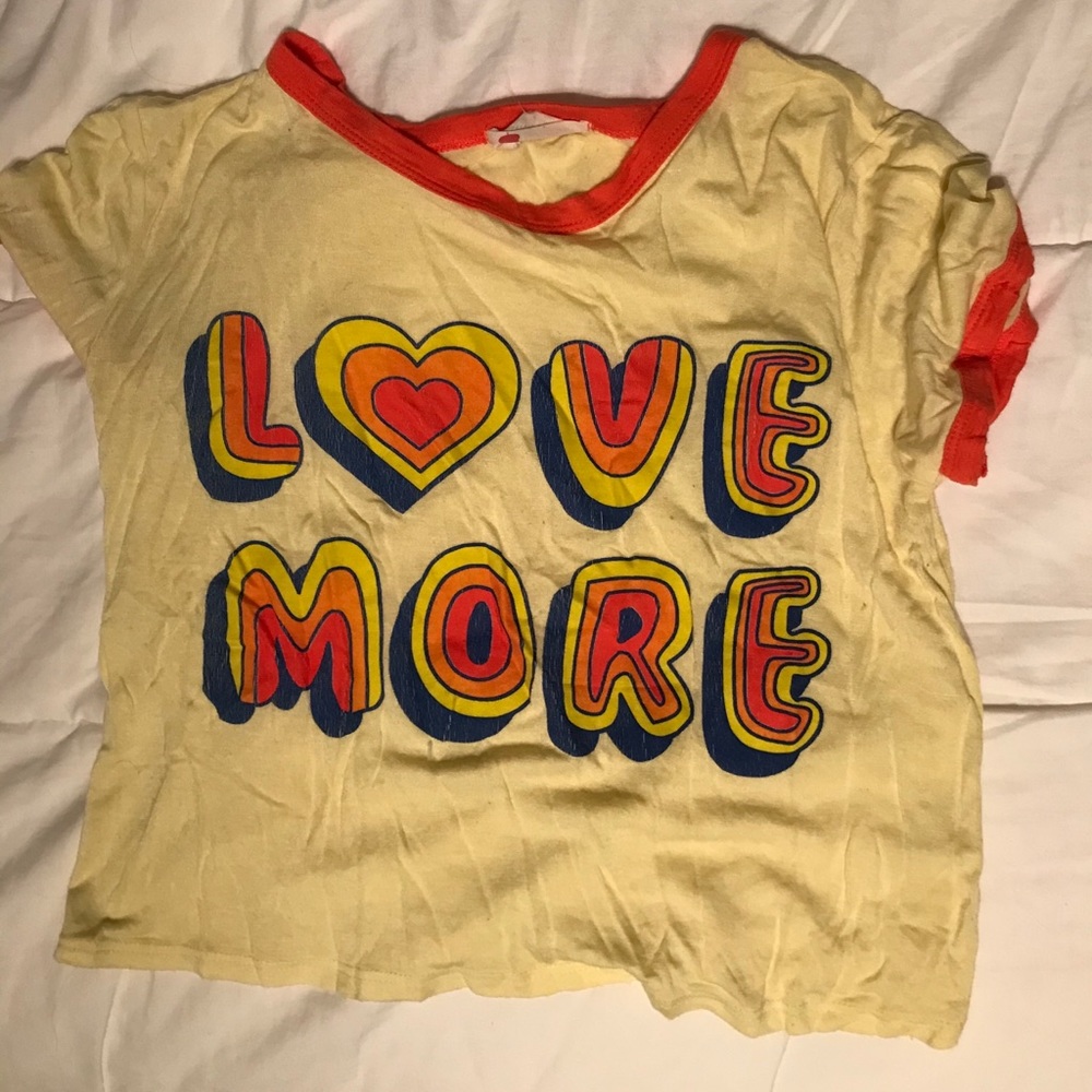 french pastry “love more” cropped tee